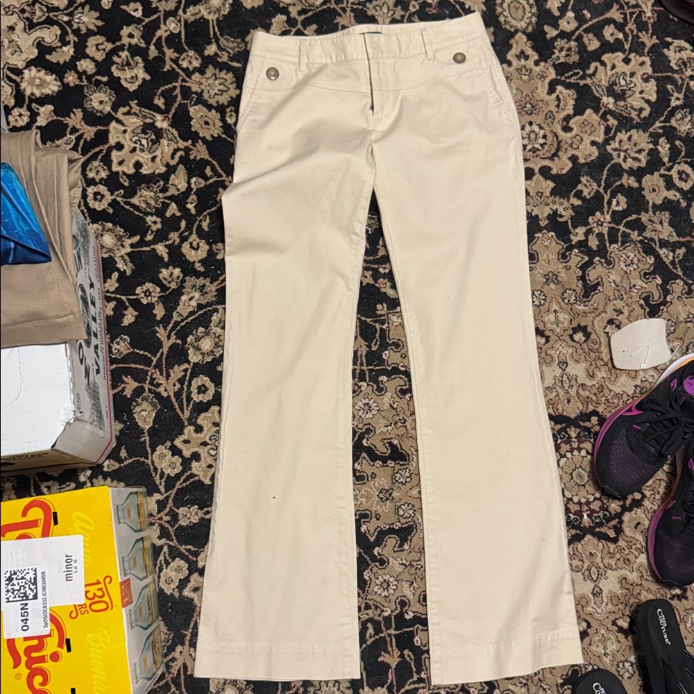 Classic Cream Straight-Leg Trousers gap hip slung fit size 2